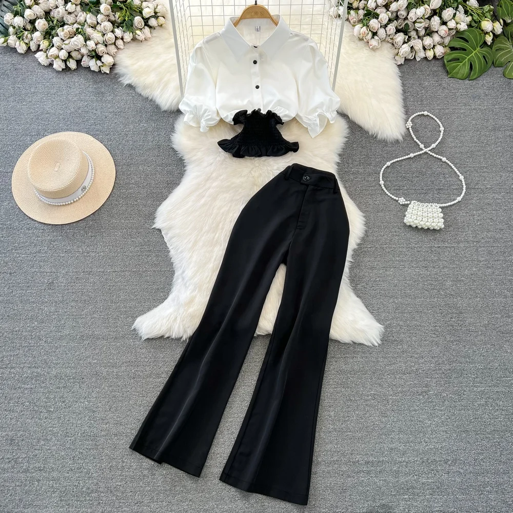 Women's Sets Fashion Spring Sleeve Puff Sleeve Shirt High Waist Casual Pants 2 Piece Set Women Clothing Wholesale
Women's Sets Fashion Spring Sleeve Puff Sleeve Shirt High Waist Casual Pants 2 Piece Set Women Clothing Wholesale