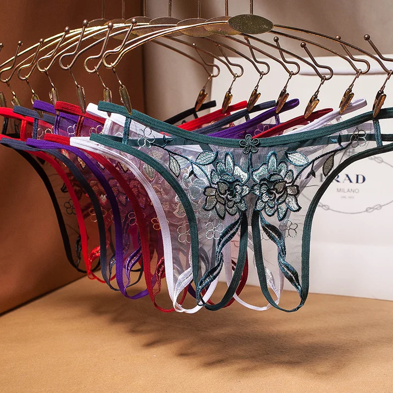 Ladies Sexy Low Waist Embroidered T-Shaped Perspective Thong Hollow Out Low Waist Bandged Lady Underpants, Custom color
Ladies Sexy Low Waist Embroidered T-Shaped Perspective Thong Hollow Out Low Waist Bandged Lady Underpants, Custom color