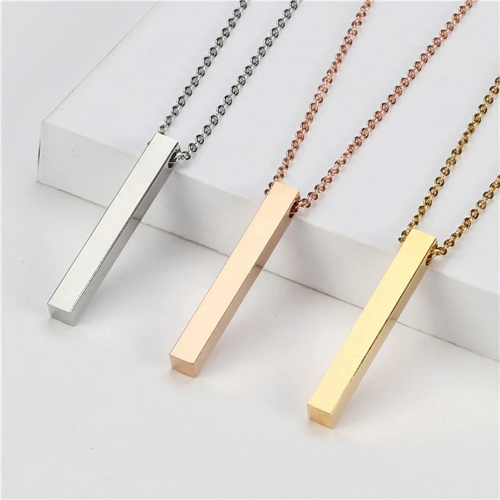 Women Jewelry Manufacturer Custom Engrave Name Personalized 316L Stainless Steel Long Chain Bar Rectangle Pendant Necklace
Women Jewelry Manufacturer Custom Engrave Name Personalized 316L Stainless Steel Long Chain Bar Rectangle Pendant Necklace