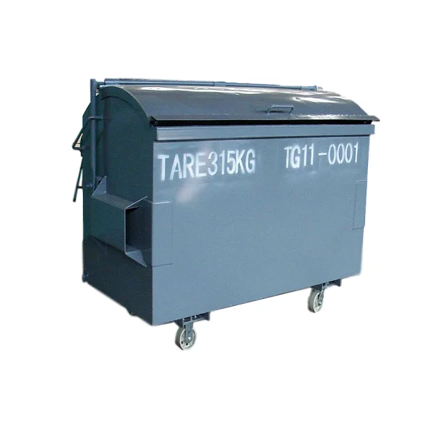 skip bins industrial hot dip galvanized steel waste bins and recycling dustbin with dome metal lid on 4 wheels for sale