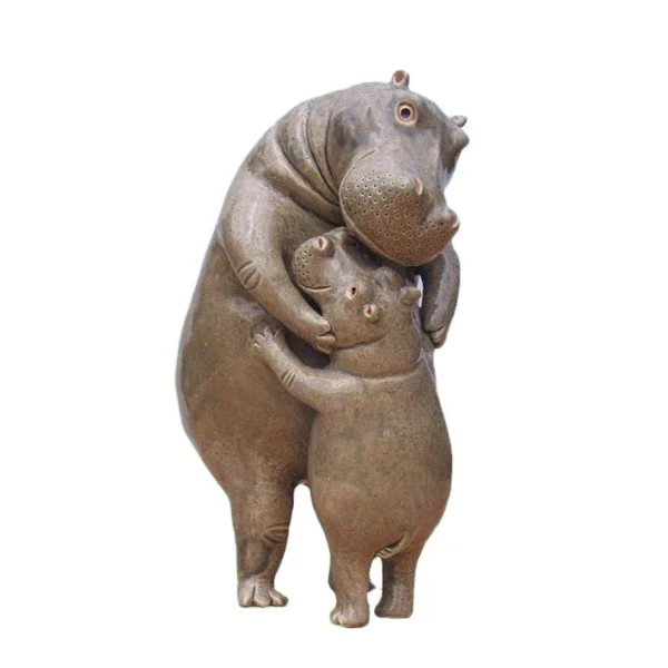Customize high home decoration quality hippos the hug mother's day gift sculpture resin figurine
