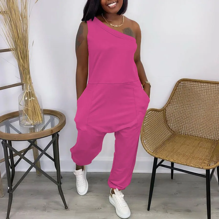 FS3100D Street style fashion one shoulder loose jumpsuit movement pocket pants sleeveless jumpsuits for women
FS3100D Street style fashion one shoulder loose jumpsuit movement pocket pants sleeveless jumpsuits for women