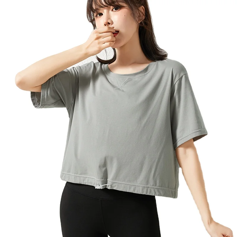 Summer New Sports Short-Sleeved T-Shirt Women's Casual Loose Breathable Fitness Tops Running Drawstring Waist Yoga Clothes, As shown
Summer New Sports Short-Sleeved T-Shirt Women's Casual Loose Breathable Fitness Tops Running Drawstring Waist Yoga Clothes, As shown