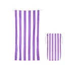 Towel With Bag Custom Brand Sand Free Microfiber Stripes Printed Striped Cabana Microfiber Beach Towel With Mesh Bag