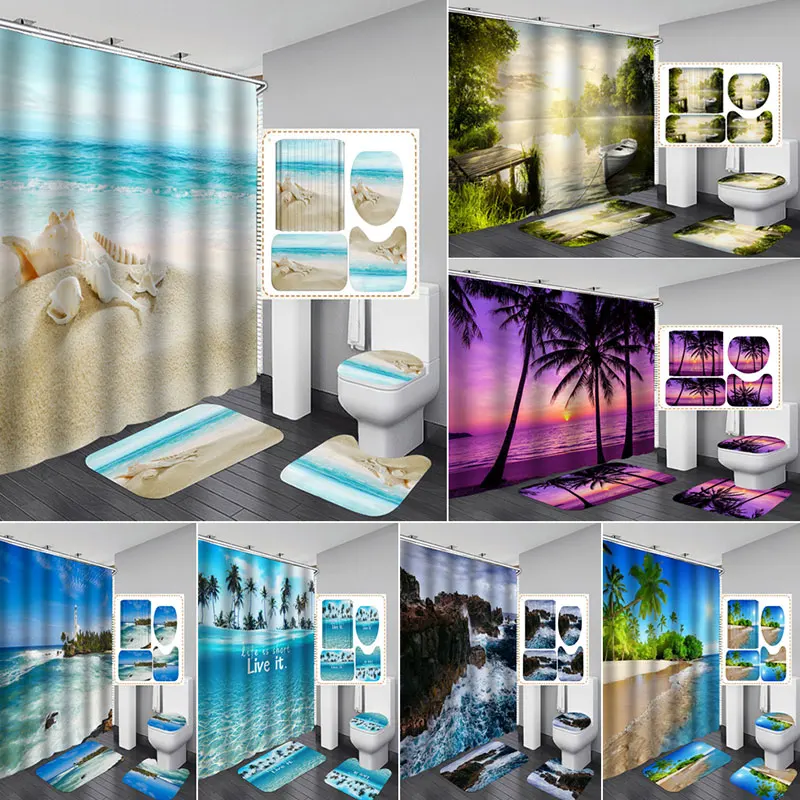 Cartoon Printed Hotel Shower Curtain Waterproof Polyester Bathroom Curtain Anti-slip Bath Mat Set, As picture
Cartoon Printed Hotel Shower Curtain Waterproof Polyester Bathroom Curtain Anti-slip Bath Mat Set, As picture