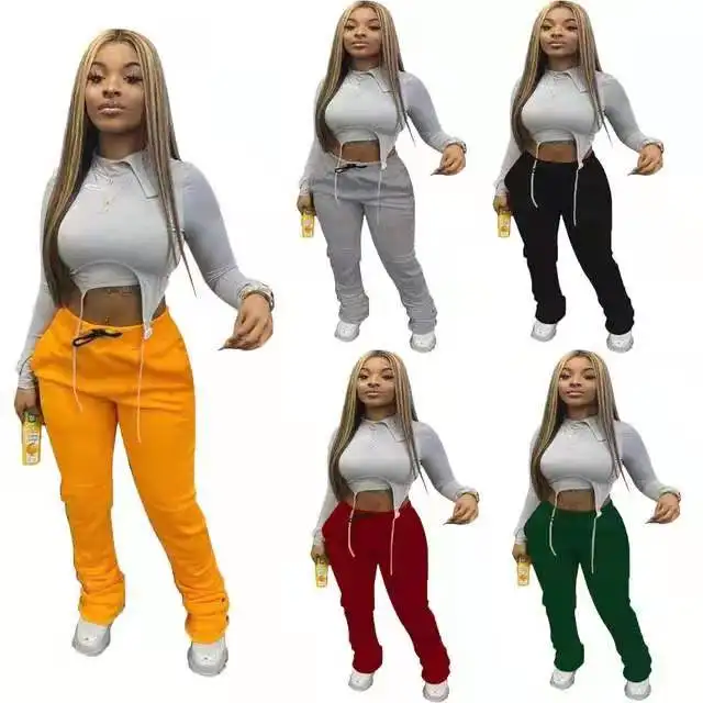 Good selling womens fall clothing 2021 warm plush velvet casual stacked sweat pants women's trousers, Picture
Good selling womens fall clothing 2021 warm plush velvet casual stacked sweat pants women's trousers, Picture