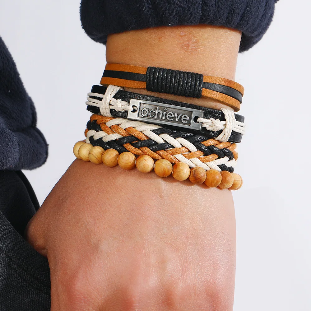 European And American New Jewelry Simple Hand Woven Leather Bracelet DIY Combination Men's Bracelet Set
European And American New Jewelry Simple Hand Woven Leather Bracelet DIY Combination Men's Bracelet Set