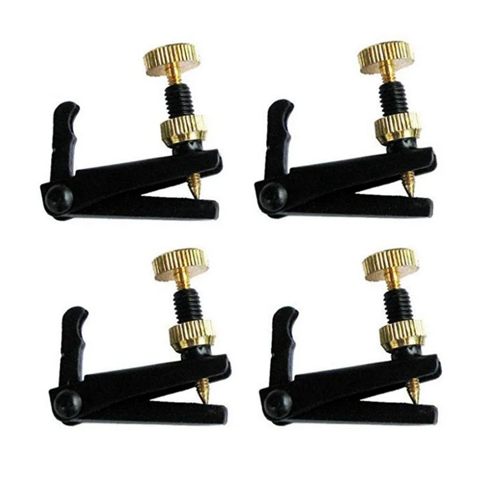 

4Pcs/set Copper Nickel Alloy Violin Tuner Fine Tuners Spinner String Adjuster Violin Accessories For 3/4 & 4/4 Violin, Black,silver and gold