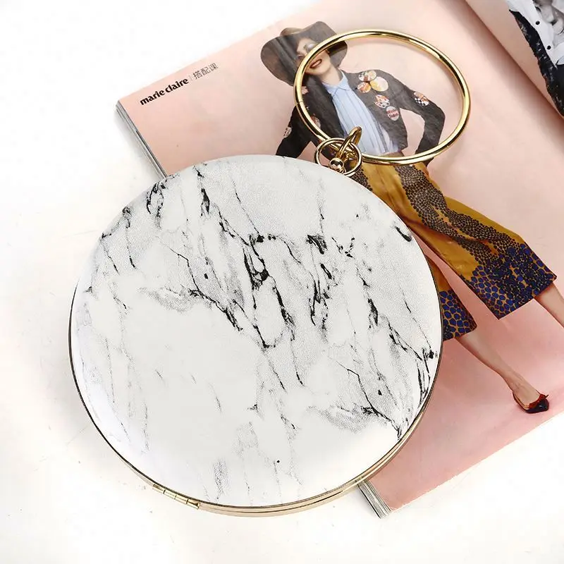 New Deign Marble Vein Fashion PU Leather Round Shape Evening Clutch Bag Metal Frame Clutch Bags Wedding Party Purse, White
New Deign Marble Vein Fashion PU Leather Round Shape Evening Clutch Bag Metal Frame Clutch Bags Wedding Party Purse, White