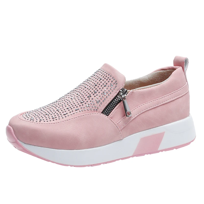 Wholesale latest women sneakers high quality fashion platform zipper women shoes with diamond vamp, As picture
Wholesale latest women sneakers high quality fashion platform zipper women shoes with diamond vamp, As picture