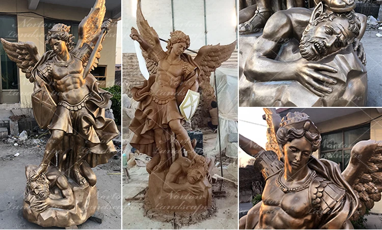 Hand-carved Life Size Metal Brass Bronze Saint Michael Statue