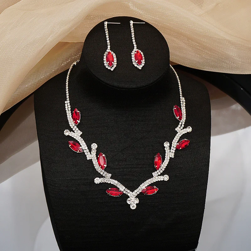 Women Luxury Jewelry Colored Gemstone Necklace Earrings Sets 2Pcs/Set Bridal Necklace Wedding Jewellery Sets 
Women Luxury Jewelry Colored Gemstone Necklace Earrings Sets 2Pcs/Set Bridal Necklace Wedding Jewellery Sets