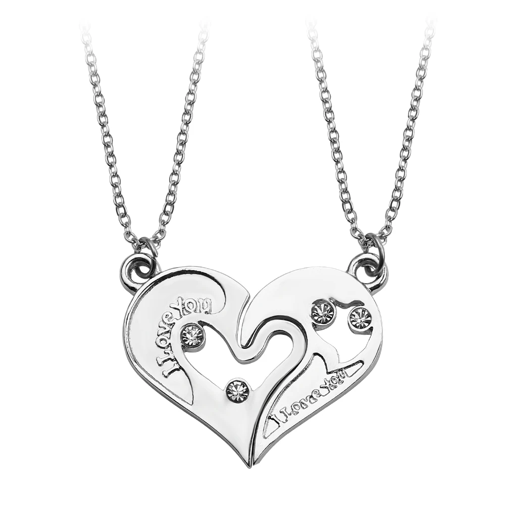 Half love Heart Rhinestone Pendant Necklaces Friendship Gift for Couple Alloy I LOVE YOU Necklace Valentine's Day Gift, Silver
Half love Heart Rhinestone Pendant Necklaces Friendship Gift for Couple Alloy I LOVE YOU Necklace Valentine's Day Gift, Silver