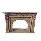 Factory Customize Price Indoor Fire Place Hand Carve Natural Stone Fireplace