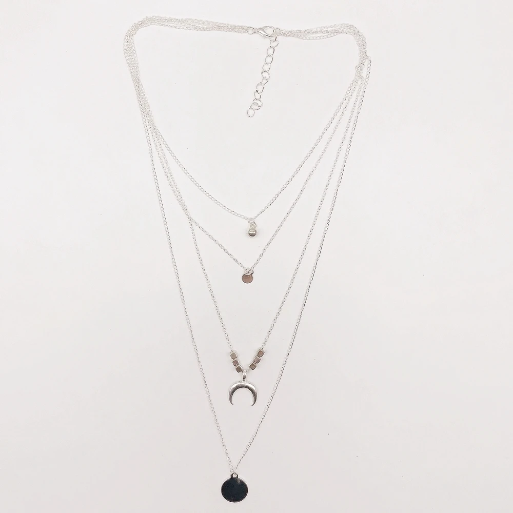 2020 Fashion Multiple Layered Moon and Round Pendant Necklace for Women and Girls, Silver
2020 Fashion Multiple Layered Moon and Round Pendant Necklace for Women and Girls, Silver