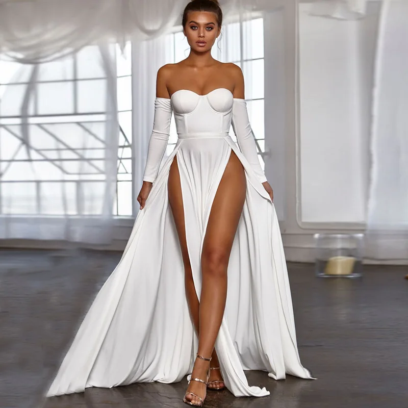 2021 New Fashion Long Sleeve Sexy Off The Shoulder Party Club Dress Women Pink Strapless High Slit Evening Floor-Length Dresses
2021 New Fashion Long Sleeve Sexy Off The Shoulder Party Club Dress Women Pink Strapless High Slit Evening Floor-Length Dresses