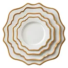 Jinci Ceramic Wedding Christmas Promotional Porcelain gold rim Dinner Plate white sunflower Dinnerware Set