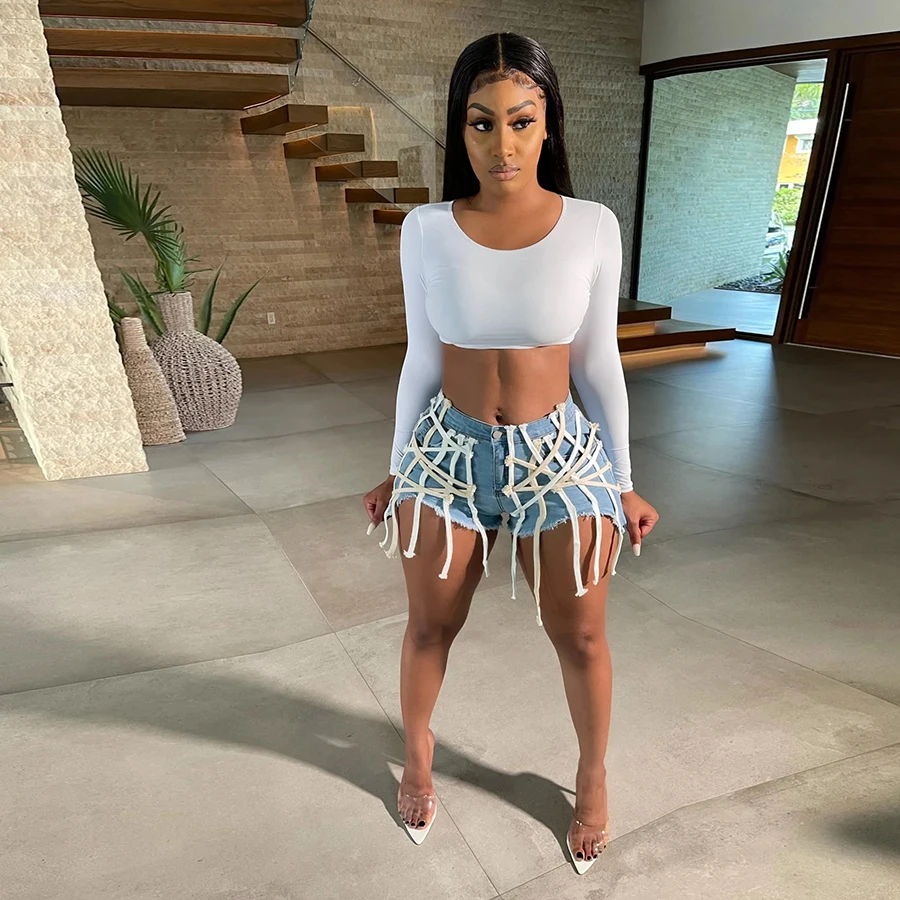 2021 New Summer Denim Shorts Clothing Mid Waist Streetwear Ribbon Short Denim Pant Casual Women Short Jeans
2021 New Summer Denim Shorts Clothing Mid Waist Streetwear Ribbon Short Denim Pant Casual Women Short Jeans
