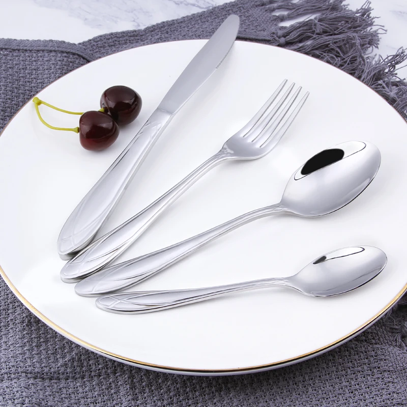 Luxury Metal Spoon Tea Spoon Forks and Knives 24 pcs Stainless Steel Cutlery Set for Hotel, Silver
Luxury Metal Spoon Tea Spoon Forks and Knives 24 pcs Stainless Steel Cutlery Set for Hotel, Silver