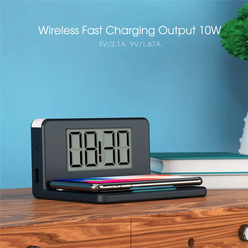 new night light 10w fast wireless charging led desk alarm clock
