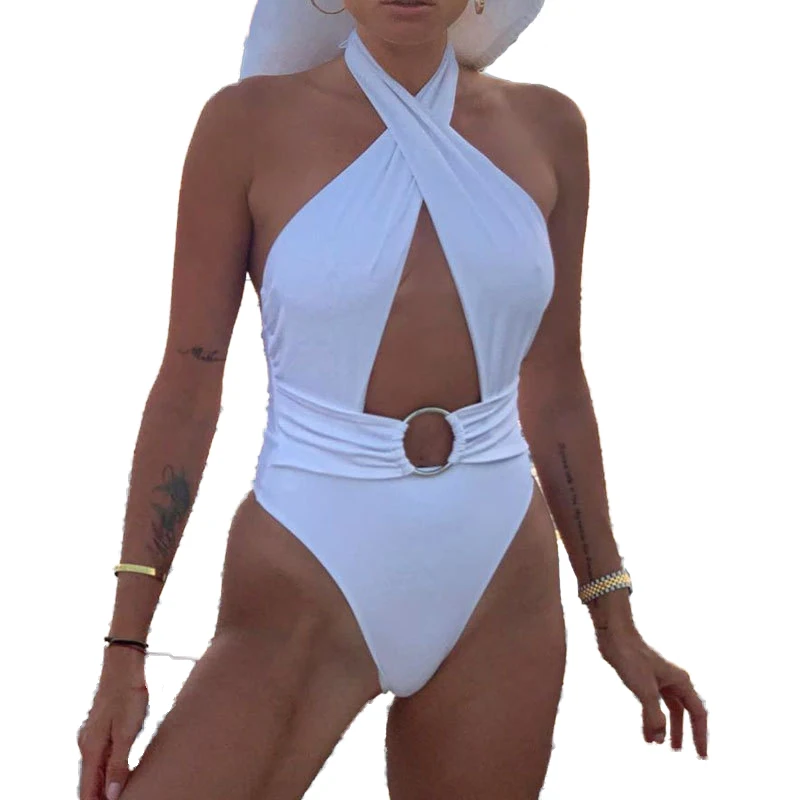 Summer One Piece solid color Tight Bikini Halter Beach Swimsuit backless zipper Women Sexy High Waist swimming Bikini
Summer One Piece solid color Tight Bikini Halter Beach Swimsuit backless zipper Women Sexy High Waist swimming Bikini