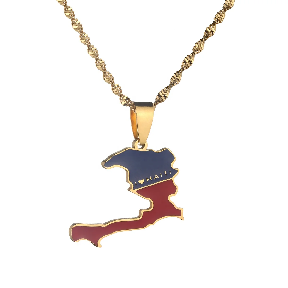 Stainless Steel The Republic of Haiti Map Pendant Necklace Trendy Haiti Map Enamel Jewelry
Stainless Steel The Republic of Haiti Map Pendant Necklace Trendy Haiti Map Enamel Jewelry