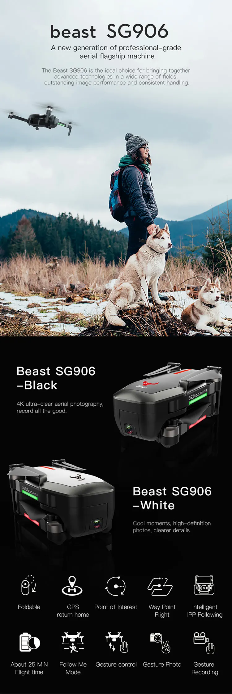 Reliable and cheap SG906 GPS 5G WiFI FPV brushless folding camera selfie 4k drone professional