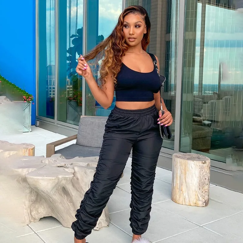 New Arrival Cotton Polyester High Quality Black Custom Stacked Joggers Women, Customized
New Arrival Cotton Polyester High Quality Black Custom Stacked Joggers Women, Customized