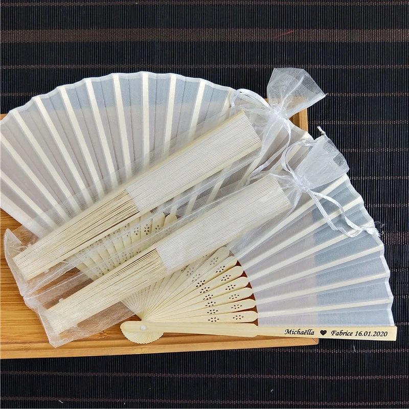 silk hand fans wedding favors