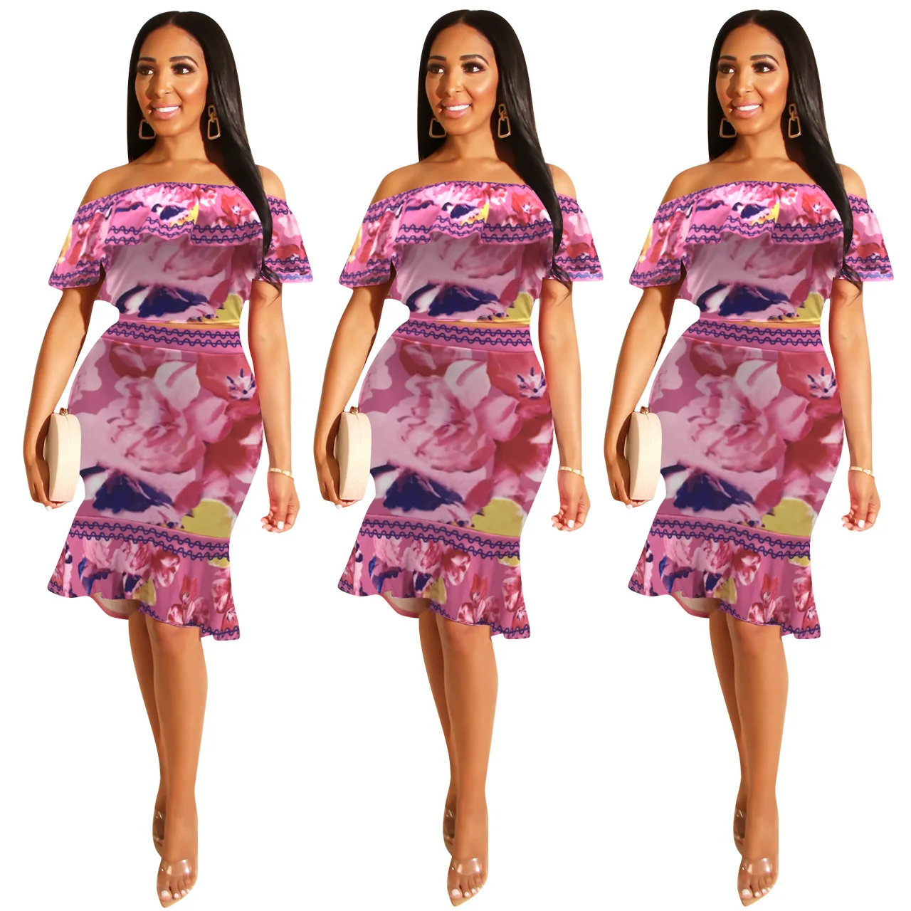 Wholesale hot sales Sexy party women's suit Two piece casual one shoulder Skirt Set women printed set
Wholesale hot sales Sexy party women's suit Two piece casual one shoulder Skirt Set women printed set