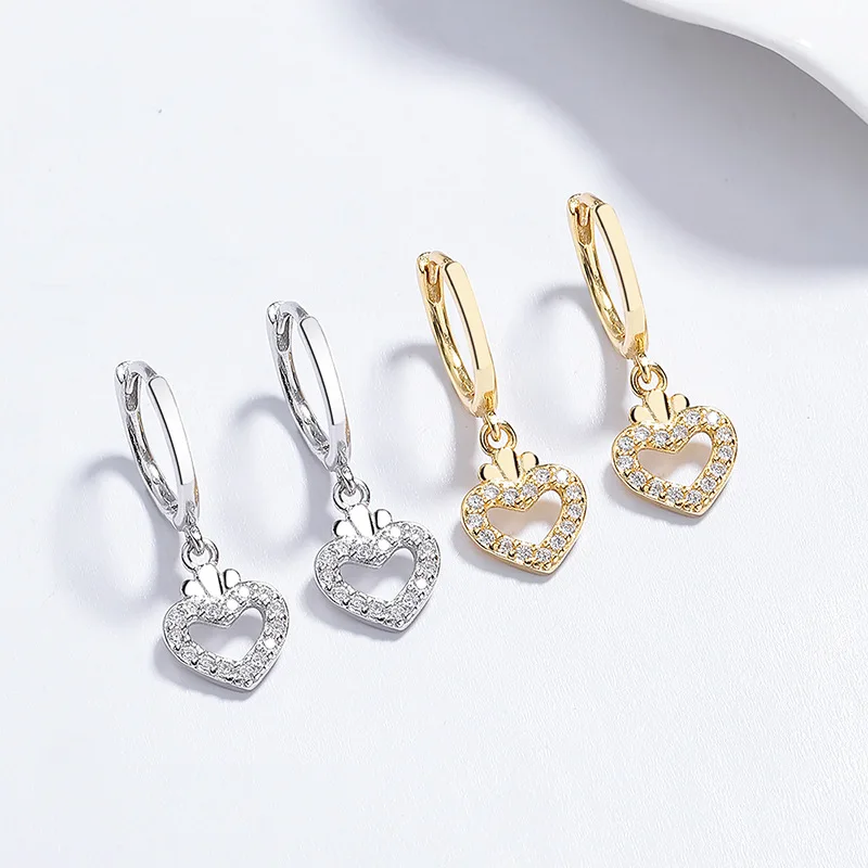fashion jewelry 925 sterling silver earrings hollow heart diamond zircon gold plated hoop earrings for women Valentine's Day
fashion jewelry 925 sterling silver earrings hollow heart diamond zircon gold plated hoop earrings for women Valentine's Day
