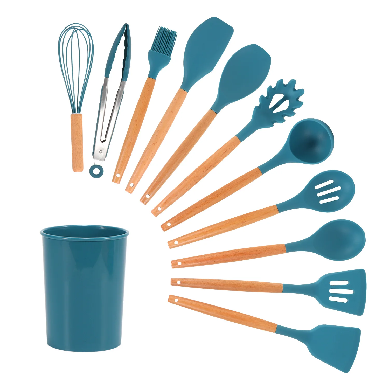 2020 Hot Selling Silicone Cooking Tools Utensils 12 Pieces Eco-friendly Wooden Silicone Kitchen Accessories Utensils Set, Black/red/green/blue/pink/purple 
2020 Hot Selling Silicone Cooking Tools Utensils 12 Pieces Eco-friendly Wooden Silicone Kitchen Accessories Utensils Set, Black/red/green/blue/pink/purple