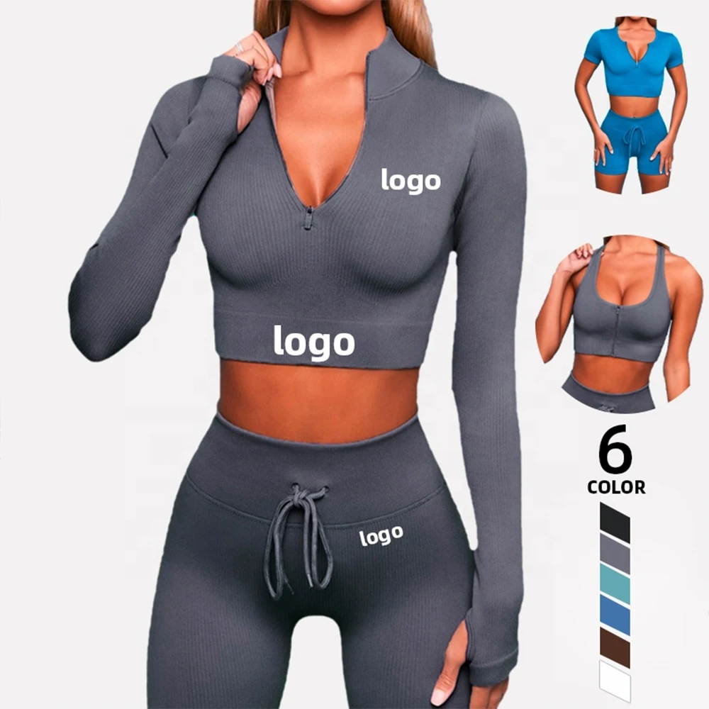 Custom Logo Women Gym Clothing Active Wear Crop Jacket Yoga Leggings And Tops Sport Fitness Yoga Sets
Custom Logo Women Gym Clothing Active Wear Crop Jacket Yoga Leggings And Tops Sport Fitness Yoga Sets