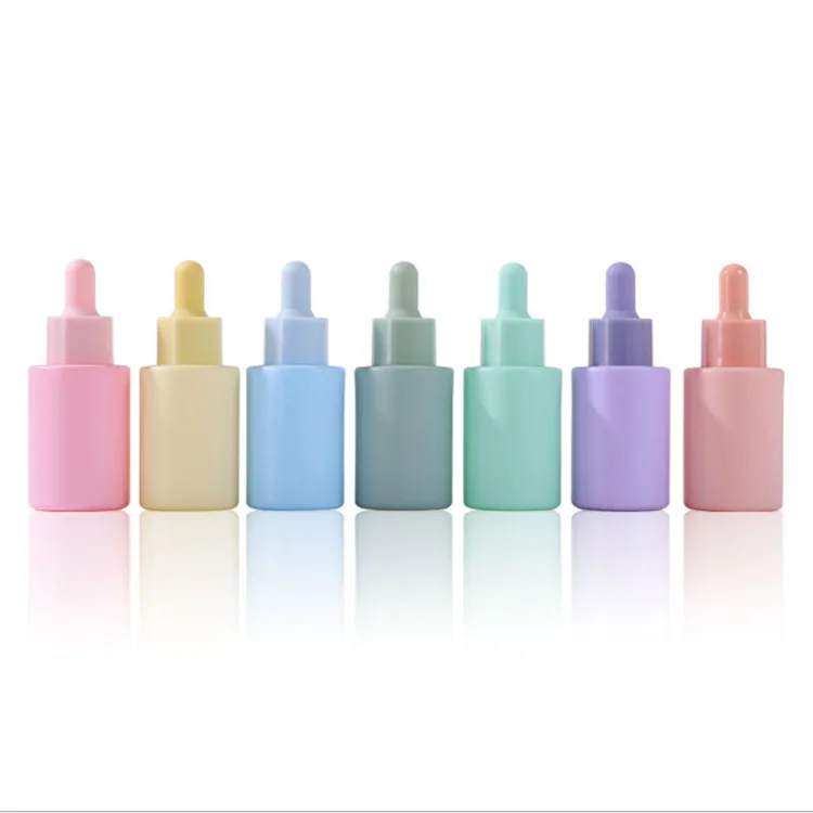 Flat shoulder cylinder shape white pink blue purple skin care serum bottle 30ml glass dropper bottle
Flat shoulder cylinder shape white pink blue purple skin care serum bottle 30ml glass dropper bottle