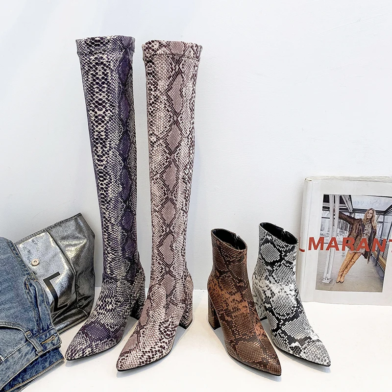 New Fashion Pointed Toe Sexy High Heels Knee-High Snakeskin Pattern Boot, Purple/pink
New Fashion Pointed Toe Sexy High Heels Knee-High Snakeskin Pattern Boot, Purple/pink