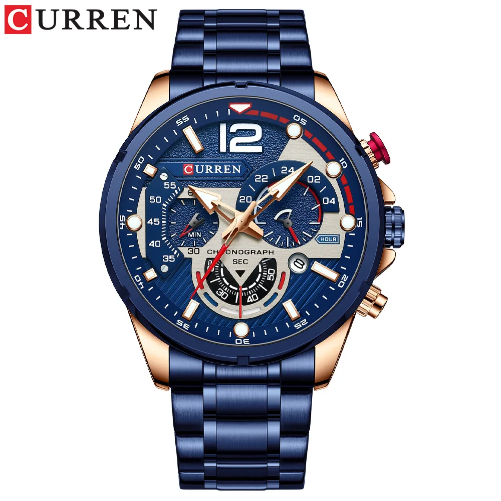 Men's Sport Quartz Chronograph Wristwatches Luxury Stainless Steel Clock with Luminous Watches
Men's Sport Quartz Chronograph Wristwatches Luxury Stainless Steel Clock with Luminous Watches