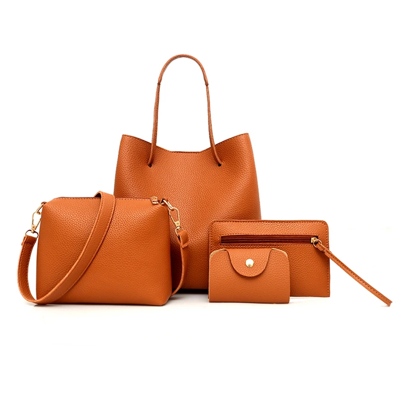 Wholesale fashion minimalist Pu leather handbags 4 sets with tote /clutch /shoulder bag in stock
Wholesale fashion minimalist Pu leather handbags 4 sets with tote /clutch /shoulder bag in stock