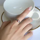 Fashion Heart Shaped Red Cubic Zircon 925 Sterling Silver Rings For Women