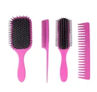 Hair Styling Tools 4PCS Barber Cutting Combs Hair Brush Comb Set Kit Anti Static Carbon Wholesale Pink Brush and Combs
