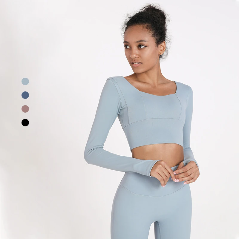 Wholesale Quick-drying Yoga Gym Wear Women's Sports Belt Chest Pad Short Cropped Long-sleeved Yoga Wear Clothing
Wholesale Quick-drying Yoga Gym Wear Women's Sports Belt Chest Pad Short Cropped Long-sleeved Yoga Wear Clothing