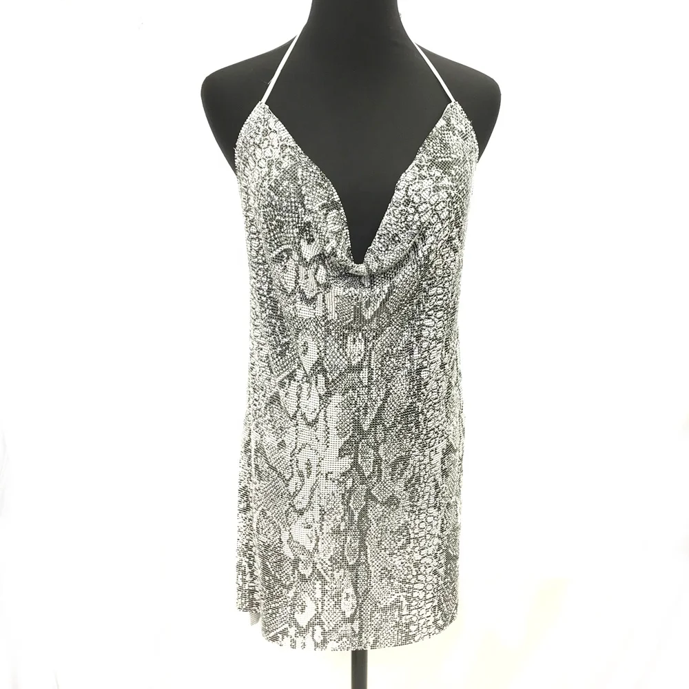 S511 factory supply Wholesale Body Chain Jewelry Party Dress clubwear Sexy Metal Chain Dresses Aluminum metal mesh dress, Python pattern
S511 factory supply Wholesale Body Chain Jewelry Party Dress clubwear Sexy Metal Chain Dresses Aluminum metal mesh dress, Python pattern