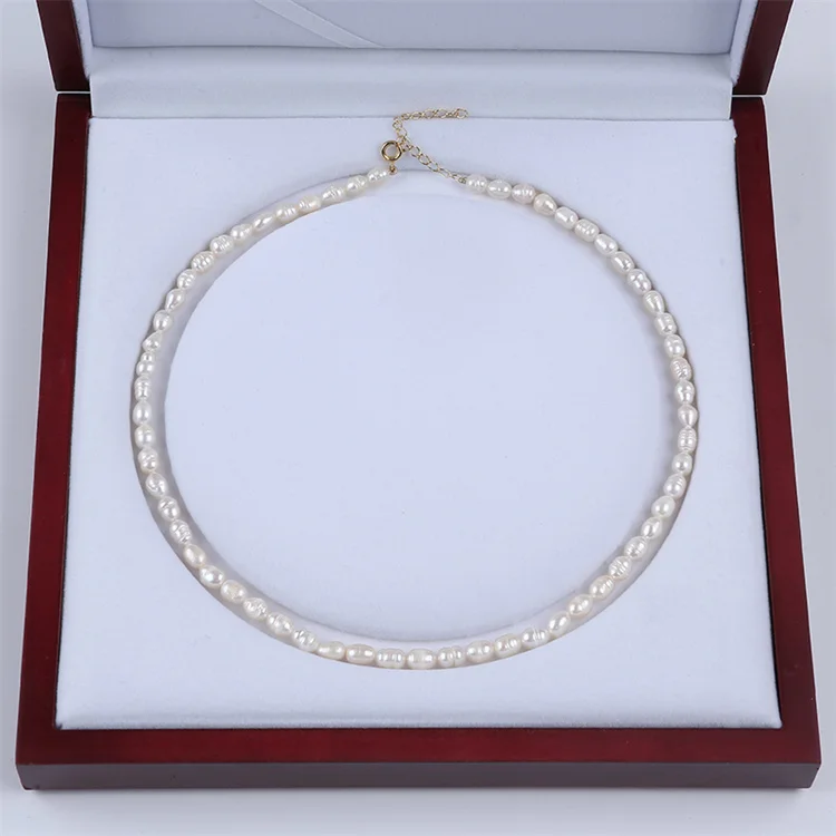 Simple Elegant Wholesale Rice Bead Necklace 5-6mm Fresh Water Real Pearl Natural White
Simple Elegant Wholesale Rice Bead Necklace 5-6mm Fresh Water Real Pearl Natural White