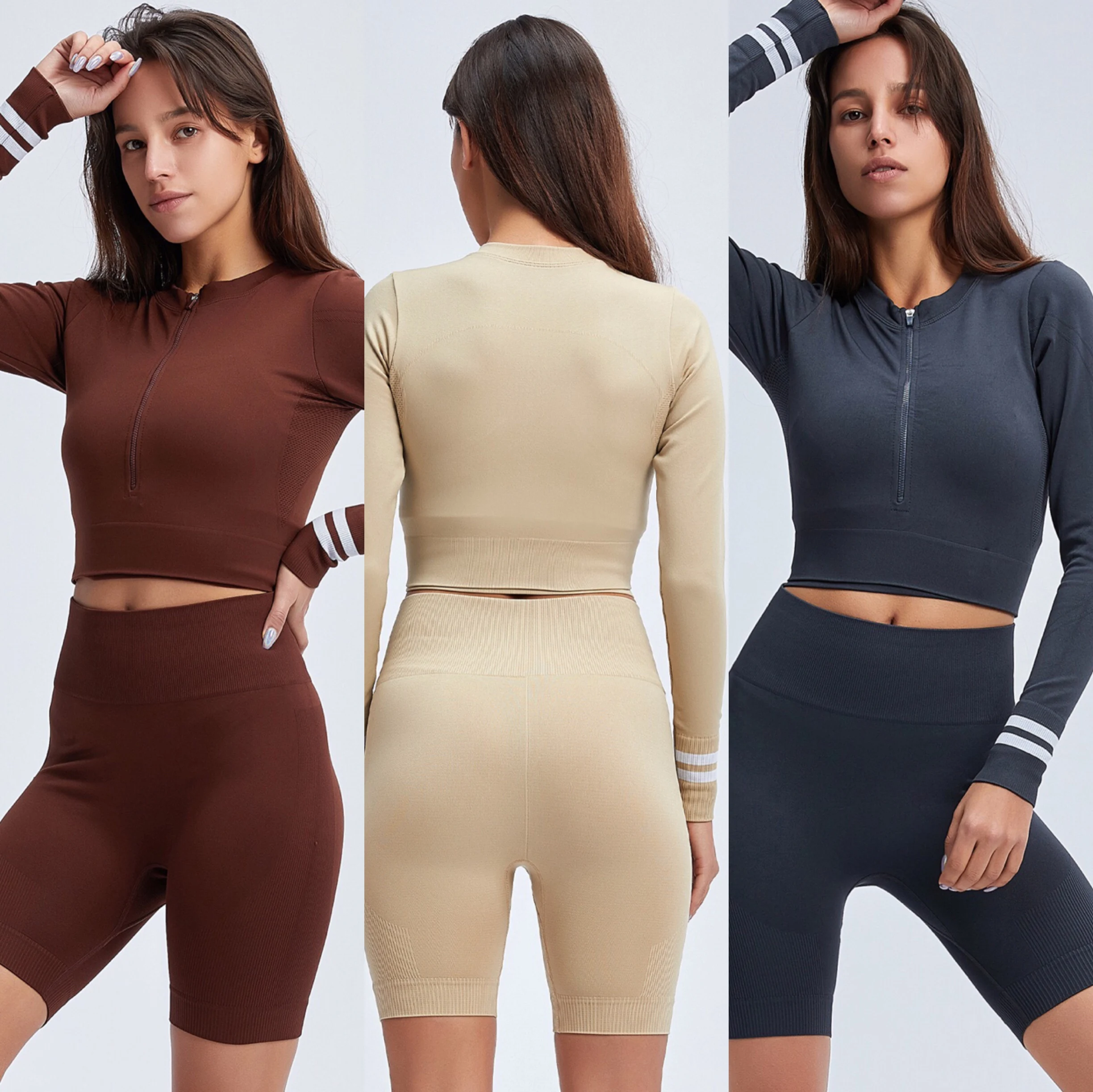 BBZC2900 Yoga wholesale new half zipper sports T shirt run wear seamless long sleeved short leggings fitness clothing yoga set
BBZC2900 Yoga wholesale new half zipper sports T shirt run wear seamless long sleeved short leggings fitness clothing yoga set