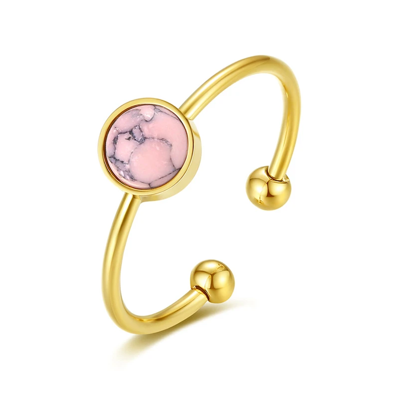 MICCI Wholesale Custom Minimalist Jewelry Non Tarnish Free 18K Gold Plated Stainless Steel Adjustable Pink Malachite Stone Ring
MICCI Wholesale Custom Minimalist Jewelry Non Tarnish Free 18K Gold Plated Stainless Steel Adjustable Pink Malachite Stone Ring