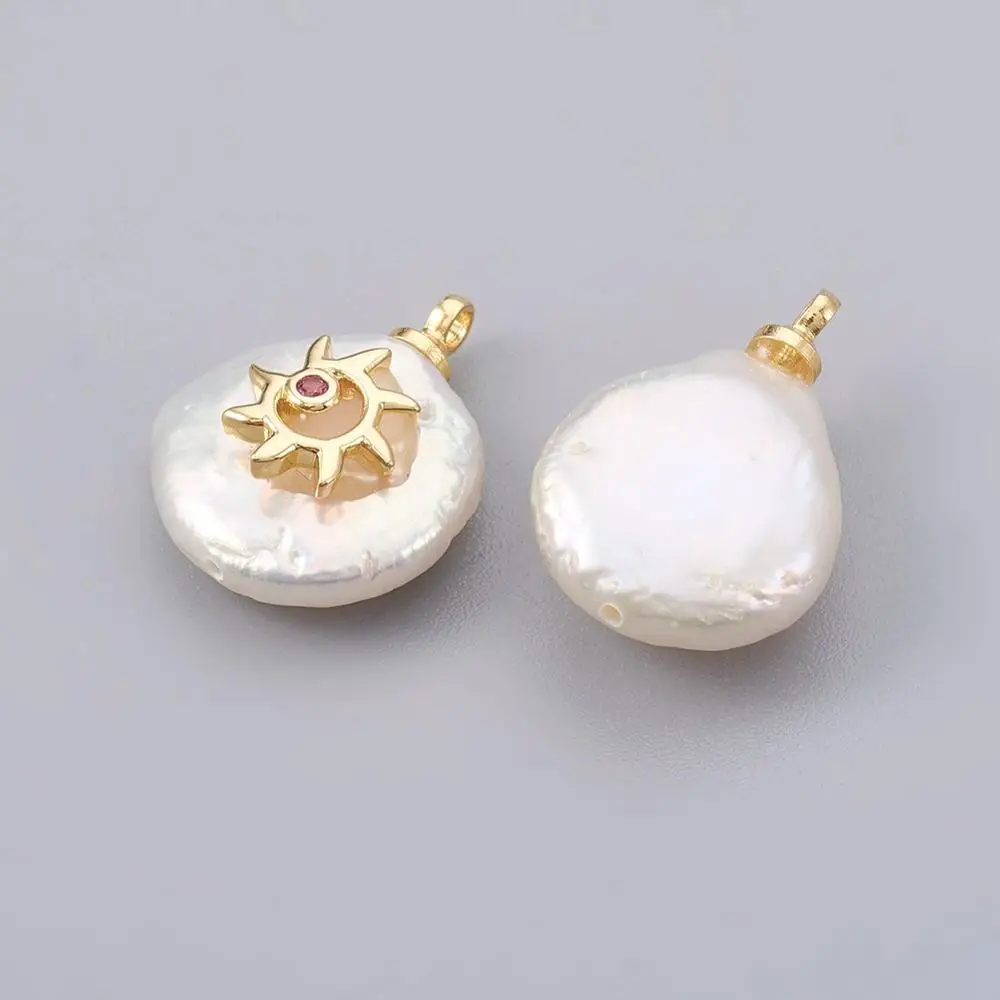 PandaHall Natural Real Gold Plated Pearl Pendants with Cubic Zircon and Brass Findings Long-Lasting Plated Sun
PandaHall Natural Real Gold Plated Pearl Pendants with Cubic Zircon and Brass Findings Long-Lasting Plated Sun