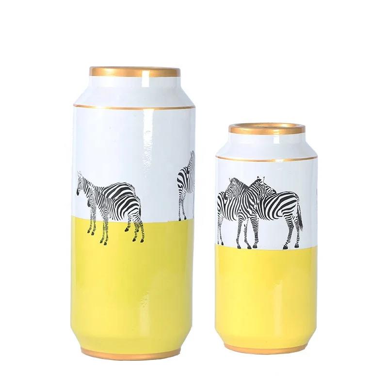 European Simple Style Zebra Painting Cylinder Yellow Ceramic Storage Vases Set Decoration without Round Lid For Office
European Simple Style Zebra Painting Cylinder Yellow Ceramic Storage Vases Set Decoration without Round Lid For Office