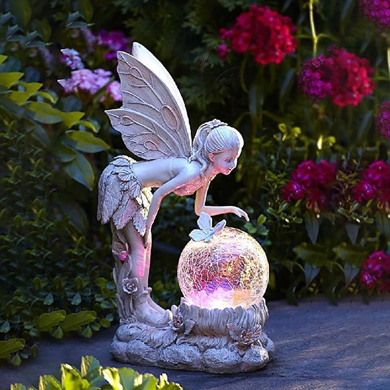 Flower Fairy Garden Decorative Ornament with Crystal Light Ball Solar Charged Resin Craft Home Decor Accessories
Flower Fairy Garden Decorative Ornament with Crystal Light Ball Solar Charged Resin Craft Home Decor Accessories