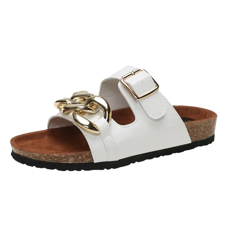 2021 new web celebrity fashion metal chain thick sole open-toe slippers with one buckle, Picture
2021 new web celebrity fashion metal chain thick sole open-toe slippers with one buckle, Picture