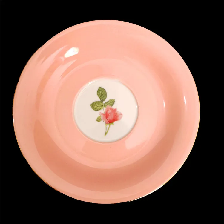 Elegant coffee ware 17 pieces new bone China coffee 6 cups 6 saucers tea pot pink ceramic tea set