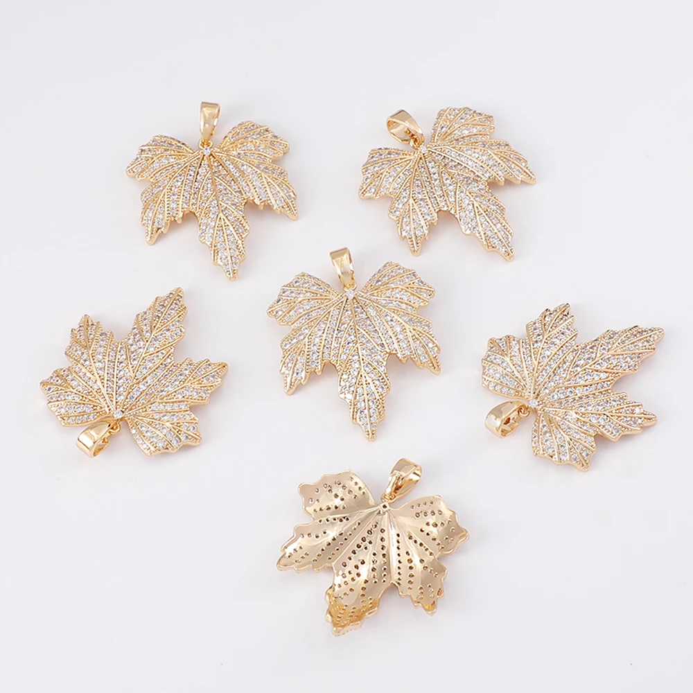 18k gold plated brass pendants Micro inlaid zircon pendants Personalized leaf shape pendant
18k gold plated brass pendants Micro inlaid zircon pendants Personalized leaf shape pendant